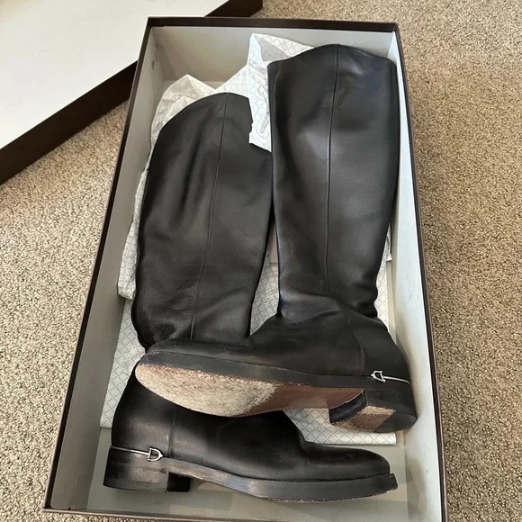 Rare Gucci Black Leather Riding Boots With Horse Bit Detail - Picture 3 of 5